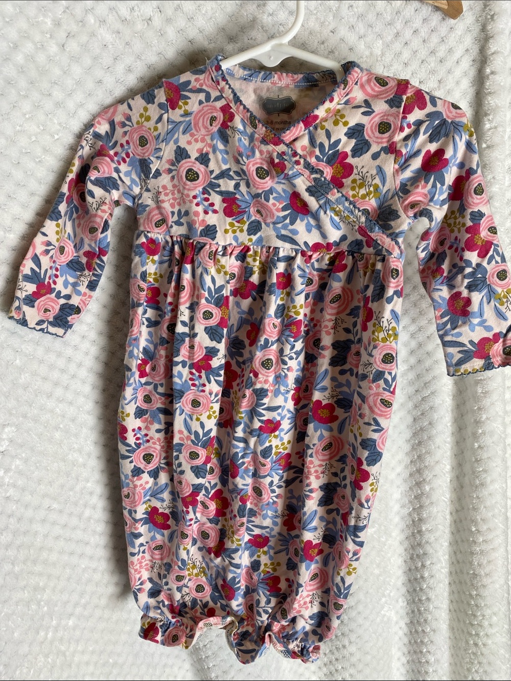 Mud Pie Boutique Pink, Blue & Green Floral Print Baby Gown
